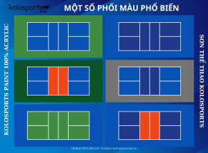 bảng màu sân pickleball, sân tennis sơn kolosports